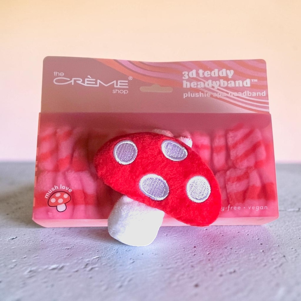 The Crème Shop Mush Love Plushie Spa Headband Mushroom 3D Teddy Headyband